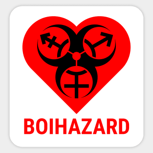 "BOI HAZARD" Heart - Label Style - Red Sticker